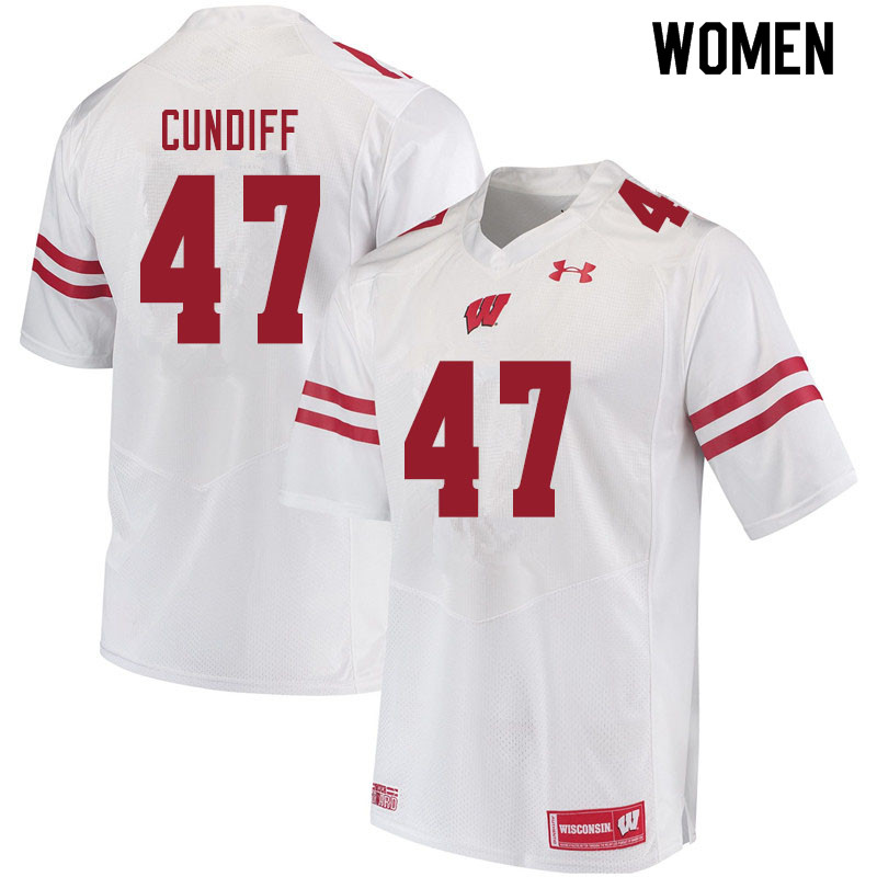 Wisconsin Badgers Women's #47 Clay Cundiff NCAA Under Armour Authentic White College Stitched Football Jersey OP40N02FA